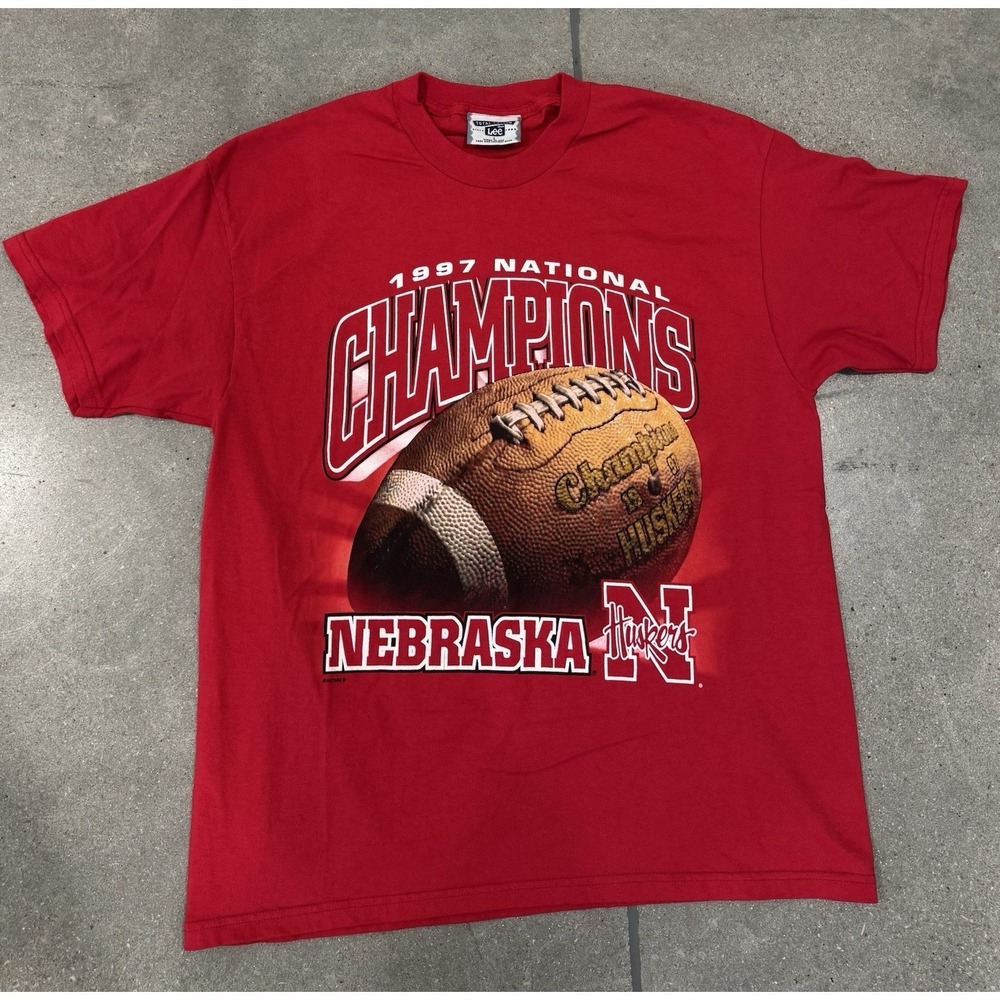 VTG 90s Nebraska Cornhuskers Football T-Shirt Mens Large Double Sided